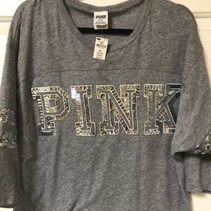 Victoria secret PINK gray bling T-shirt